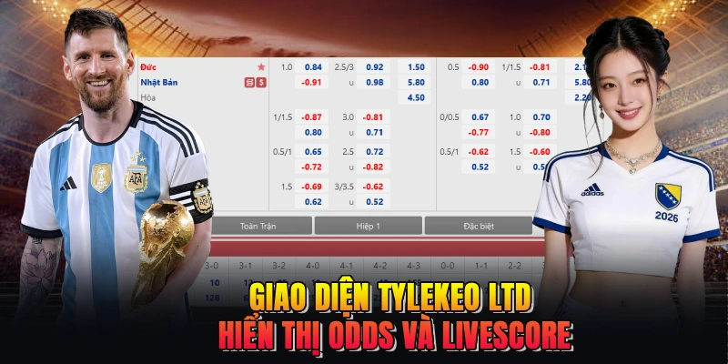 Giao diện TYLEKEO LTD hiển thị odds và livescore
