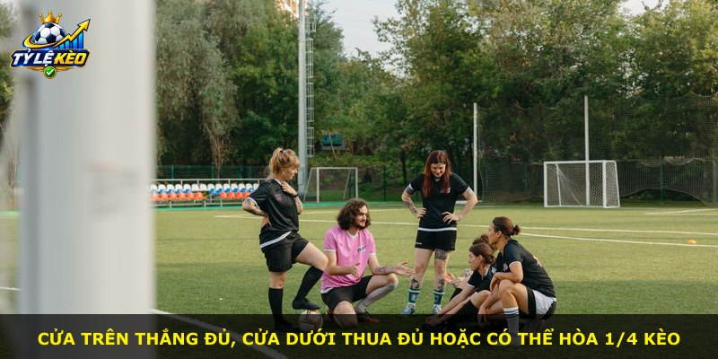 Cửa trên thắng đủ, cửa dưới thua đủ hoặc có thể hòa 1/4 kèo